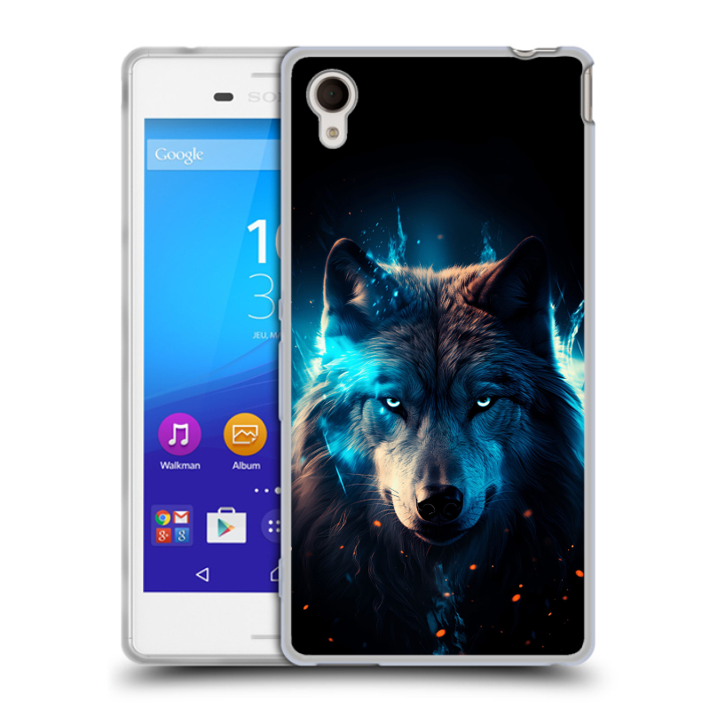 Пластиковый чехол на Sony Xperia M4 Aqua с принтом Волк ночной Пластиковый чехол на Sony Xperia M4 Aqua с принтом Волк ночной