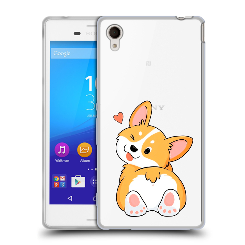 Пластиковый чехол на Sony Xperia M4 Aqua с принтом Корги Пластиковый чехол на Sony Xperia M4 Aqua с принтом Корги