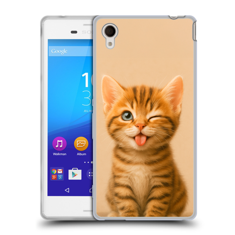 Пластиковый чехол на Sony Xperia M4 Aqua с принтом котенок Пластиковый чехол на Sony Xperia M4 Aqua с принтом котенок