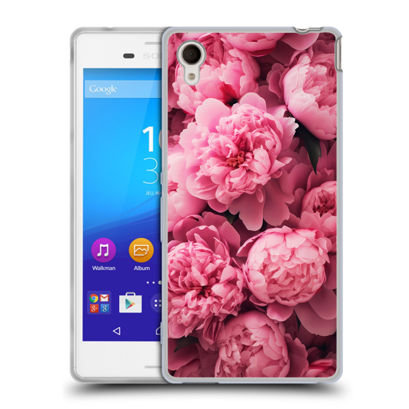 Пластиковый чехол на Sony Xperia M4 Aqua с принтом цветы пионы Пластиковый чехол на Sony Xperia M4 Aqua с принтом цветы пионы