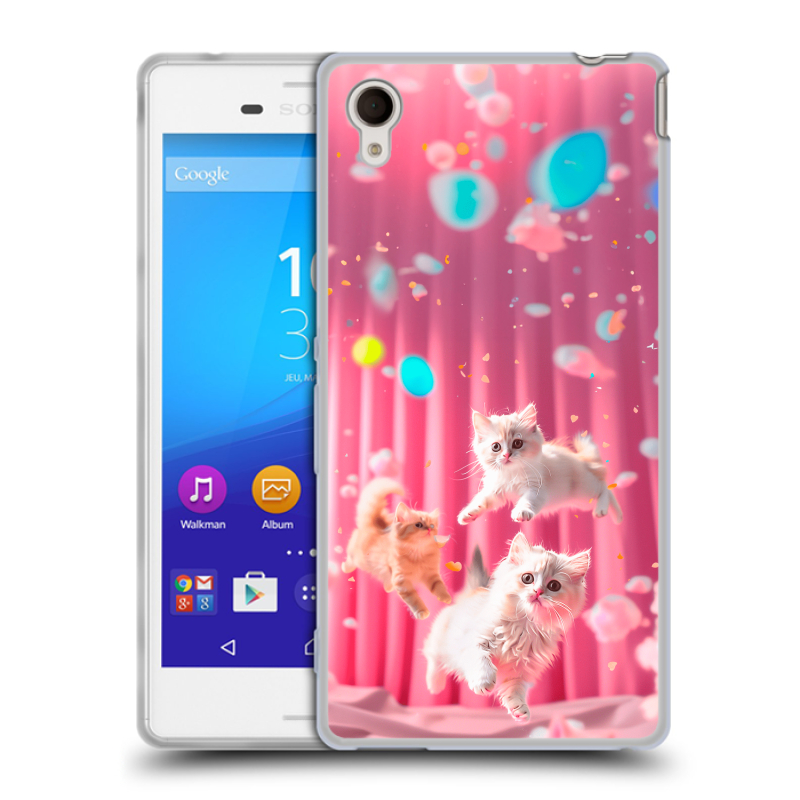Пластиковый чехол на Sony Xperia M4 Aqua с принтом милые котики Пластиковый чехол на Sony Xperia M4 Aqua с принтом милые котики