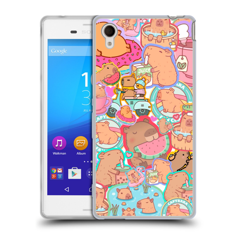 Пластиковый чехол на Sony Xperia M4 Aqua с принтом капибары Пластиковый чехол на Sony Xperia M4 Aqua с принтом капибары