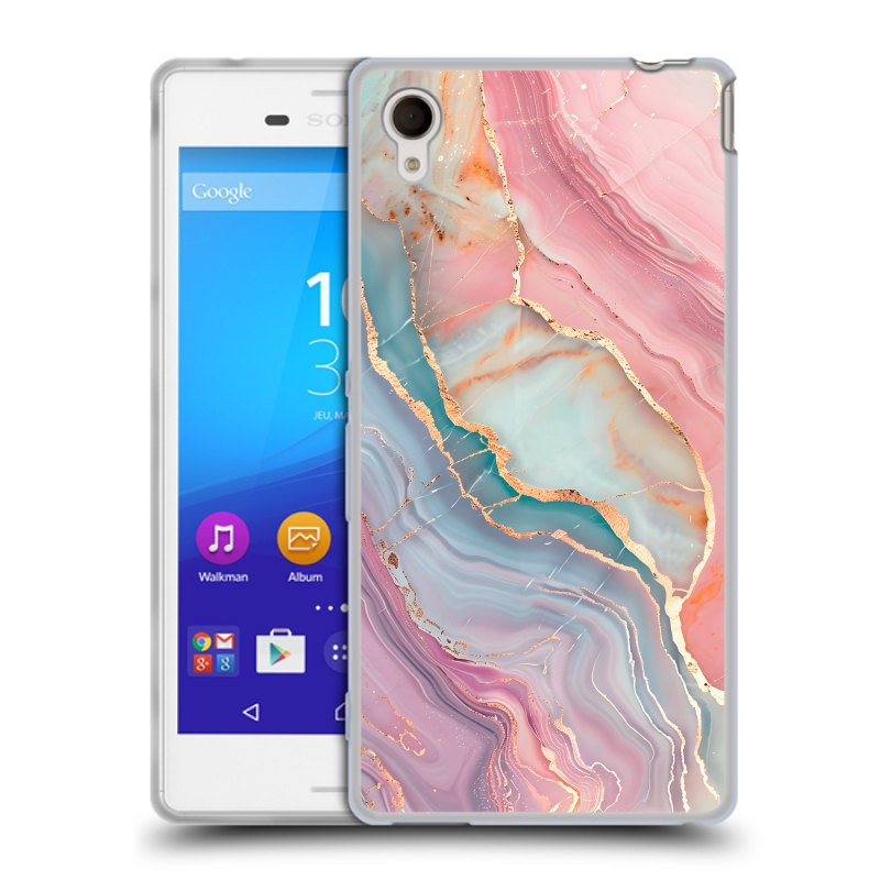 Пластиковый чехол на Sony Xperia M4 Aqua с принтом розовый мрамор Пластиковый чехол на Sony Xperia M4 Aqua с принтом розовый мрамор