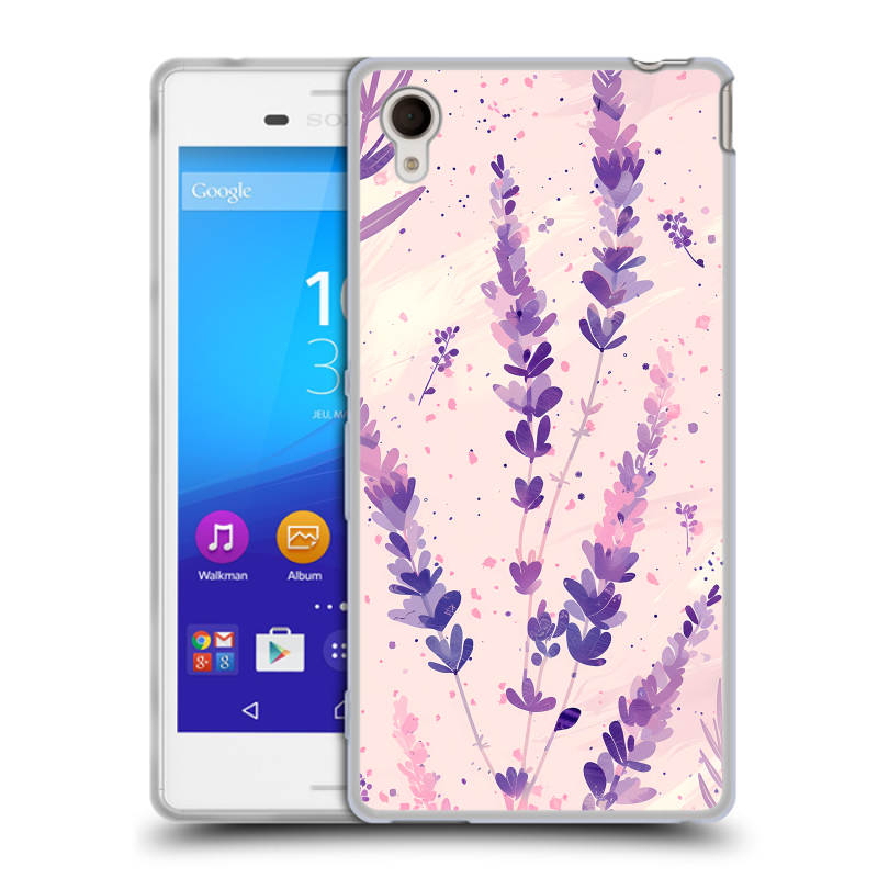 Пластиковый чехол на Sony Xperia M4 Aqua с принтом цветы лаванда Пластиковый чехол на Sony Xperia M4 Aqua с принтом цветы лаванда