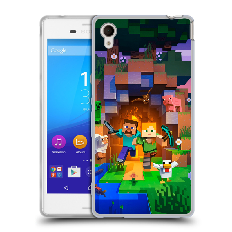 Пластиковый чехол на Sony Xperia M4 Aqua с принтом Майнкрафт Minecraft Пластиковый чехол на Sony Xperia M4 Aqua с принтом Майнкрафт Minecraft