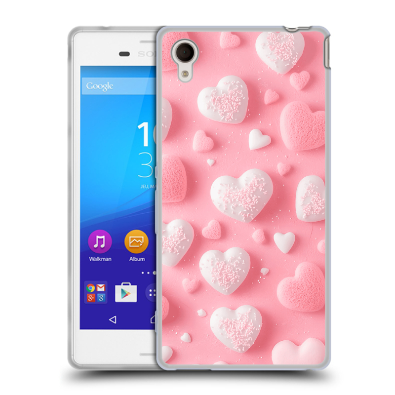 Пластиковый чехол на Sony Xperia M4 Aqua с принтом Сердечки Пластиковый чехол на Sony Xperia M4 Aqua с принтом Сердечки
