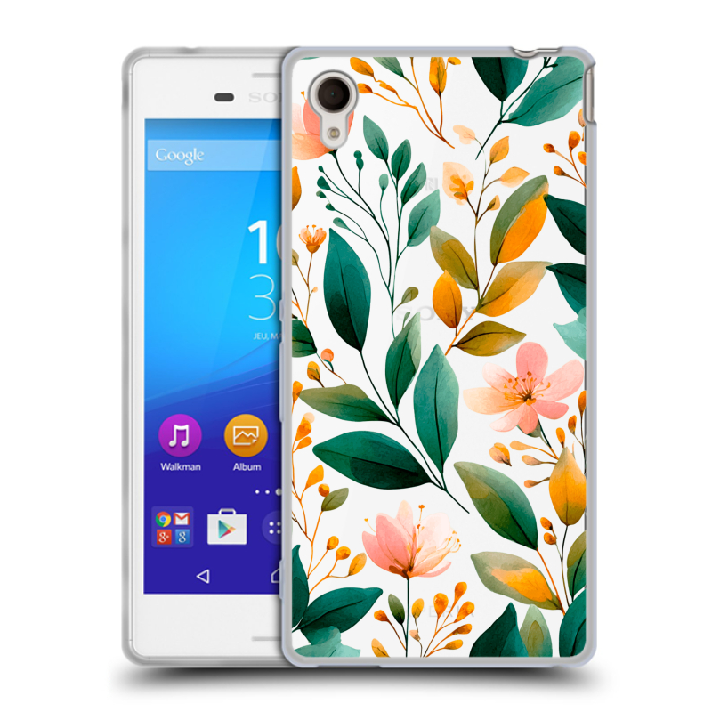 Пластиковый чехол на Sony Xperia M4 Aqua с принтом Цветы паттерн Пластиковый чехол на Sony Xperia M4 Aqua с принтом Цветы паттерн
