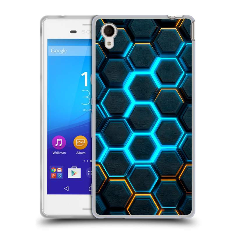 Пластиковый чехол на Sony Xperia M4 Aqua с принтом Неоновые соты Пластиковый чехол на Sony Xperia M4 Aqua с принтом Неоновые соты