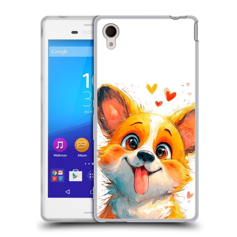 Пластиковый чехол на Sony Xperia M4 Aqua с принтом корги Пластиковый чехол на Sony Xperia M4 Aqua с принтом корги