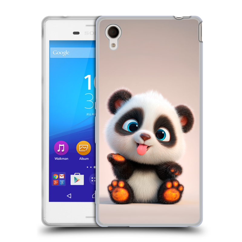 Пластиковый чехол на Sony Xperia M4 Aqua с принтом милая панда Пластиковый чехол на Sony Xperia M4 Aqua с принтом милая панда
