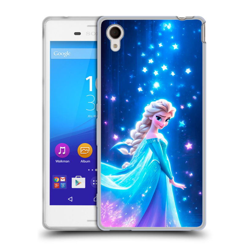 Пластиковый чехол на Sony Xperia M4 Aqua с принтом Холодное сердце Frozen Пластиковый чехол на Sony Xperia M4 Aqua с принтом Холодное сердце Frozen
