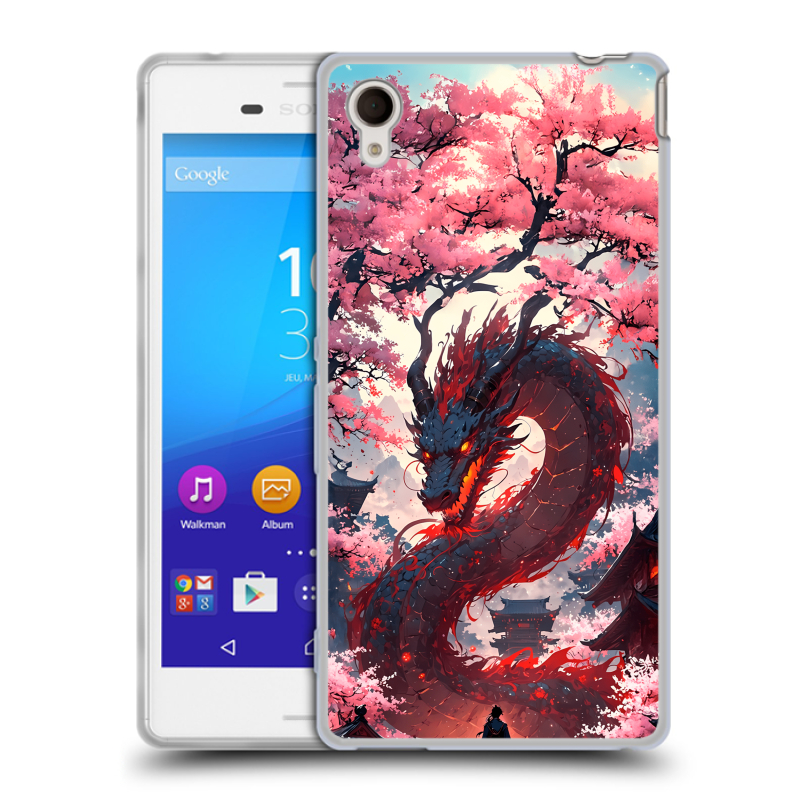 Пластиковый чехол на Sony Xperia M4 Aqua с принтом Дракон Японский Пластиковый чехол на Sony Xperia M4 Aqua с принтом Дракон Японский