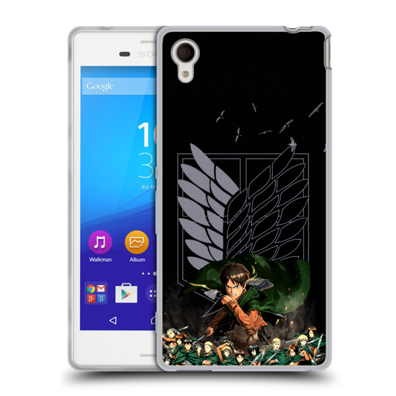 Пластиковый чехол на Sony Xperia M4 Aqua с принтом Атака титанов Пластиковый чехол на Sony Xperia M4 Aqua с принтом Атака титанов