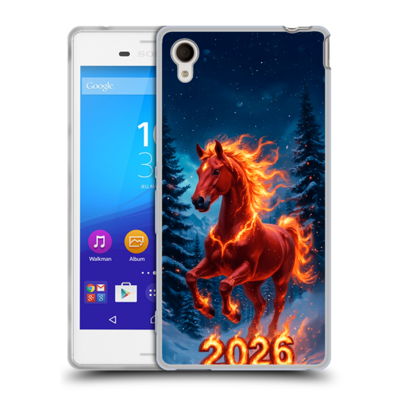 Пластиковый чехол на Sony Xperia M4 Aqua с принтом Новый год коня Пластиковый чехол на Sony Xperia M4 Aqua с принтом Новый год коня