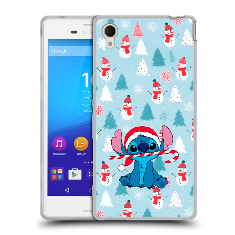 Пластиковый чехол на Sony Xperia M4 Aqua с принтом Стич Новый год Пластиковый чехол на Sony Xperia M4 Aqua с принтом Стич Новый год
