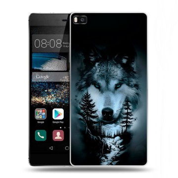 Пластиковый чехол на Huawei P8 с принтом Лесной волк Пластиковый чехол на Huawei P8 с принтом Лесной волк