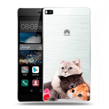 Пластиковый чехол на Huawei P8 с принтом Кошки Пластиковый чехол на Huawei P8 с принтом Кошки