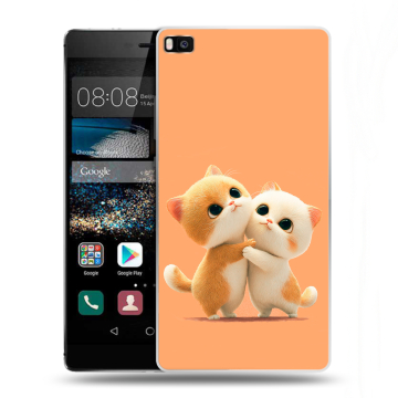 Пластиковый чехол на Huawei P8 с принтом Милые котики Пластиковый чехол на Huawei P8 с принтом Милые котики