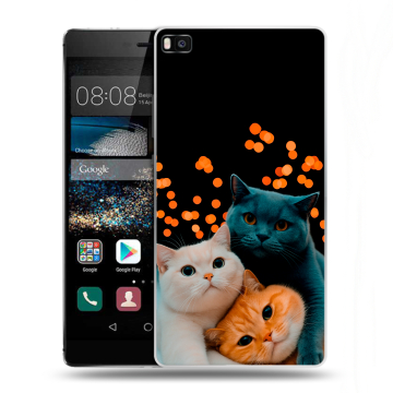 Пластиковый чехол на Huawei P8 с принтом Кошки Пластиковый чехол на Huawei P8 с принтом Кошки
