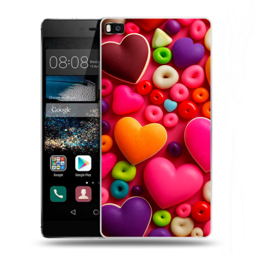 Пластиковый чехол на Huawei P8 с принтом Сердечки Пластиковый чехол на Huawei P8 с принтом Сердечки