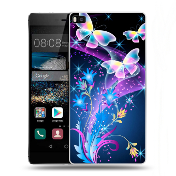 Пластиковый чехол на Huawei P8 с принтом Бабочки Пластиковый чехол на Huawei P8 с принтом Бабочки