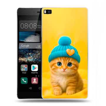 Пластиковый чехол на Huawei P8 с принтом Котенок в шапке