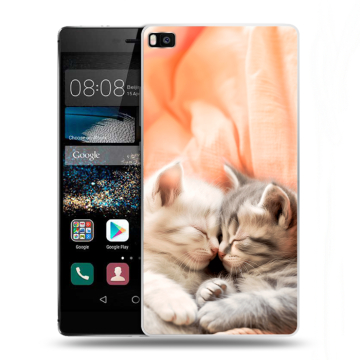 Пластиковый чехол на Huawei P8 с принтом Котята