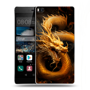 Пластиковый чехол на Huawei P8 с принтом Золотой дракон