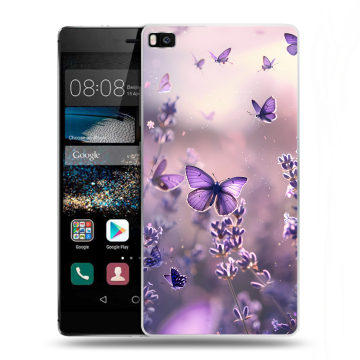 Пластиковый чехол на Huawei P8 с принтом бабочки и лаванда Пластиковый чехол на Huawei P8 с принтом бабочки и лаванда