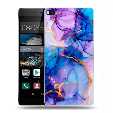 Пластиковый чехол на Huawei P8 с принтом синий мрамор Пластиковый чехол на Huawei P8 с принтом синий мрамор