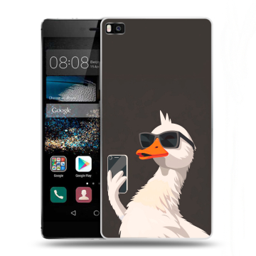 Пластиковый чехол на Huawei P8 с принтом утка в очках Пластиковый чехол на Huawei P8 с принтом утка в очках