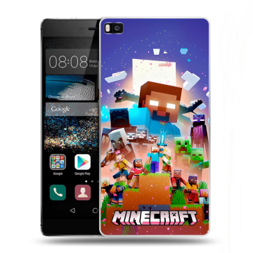 Пластиковый чехол на Huawei P8 с принтом Майнкрафт Minecraft
