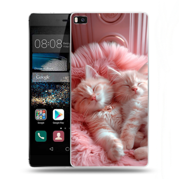 Пластиковый чехол на Huawei P8 с принтом котята котики