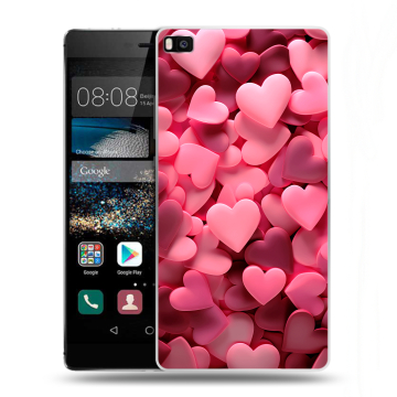 Пластиковый чехол на Huawei P8 с принтом розовые сердечки Пластиковый чехол на Huawei P8 с принтом розовые сердечки