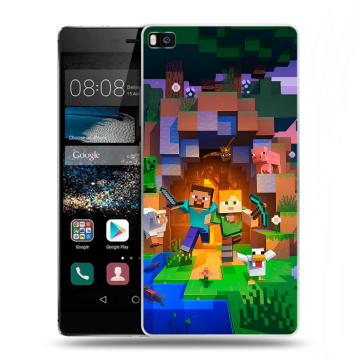 Пластиковый чехол на Huawei P8 с принтом Майнкрафт Minecraft