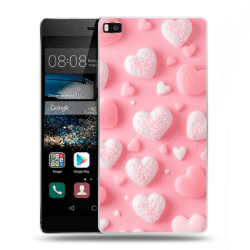 Пластиковый чехол на Huawei P8 с принтом Сердечки Пластиковый чехол на Huawei P8 с принтом Сердечки