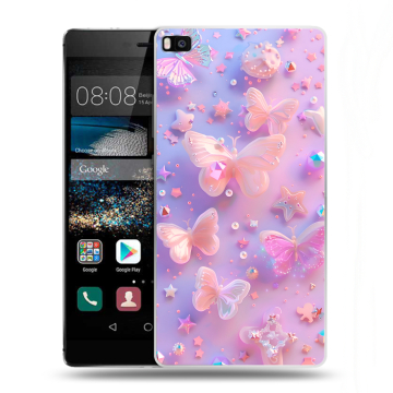 Пластиковый чехол на Huawei P8 с принтом Бабочки Пластиковый чехол на Huawei P8 с принтом Бабочки