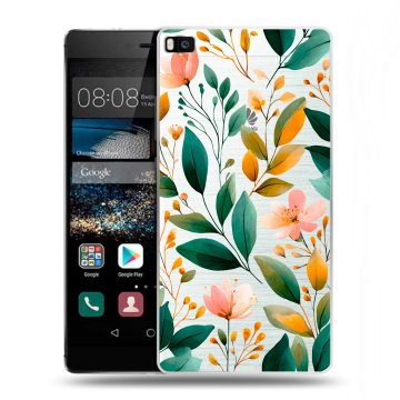 Пластиковый чехол на Huawei P8 с принтом Цветы паттерн Пластиковый чехол на Huawei P8 с принтом Цветы паттерн