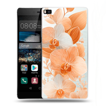 Пластиковый чехол на Huawei P8 с принтом Бежевые цветы Пластиковый чехол на Huawei P8 с принтом Бежевые цветы