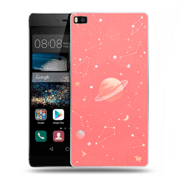 Пластиковый чехол на Huawei P8 с принтом Розовый космос Пластиковый чехол на Huawei P8 с принтом Розовый космос