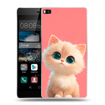 Пластиковый чехол на Huawei P8 с принтом Розовый котенок Пластиковый чехол на Huawei P8 с принтом Розовый котенок