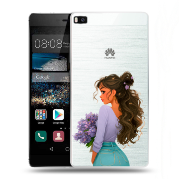 Пластиковый чехол на Huawei P8 с принтом девушка цветы Пластиковый чехол на Huawei P8 с принтом девушка цветы