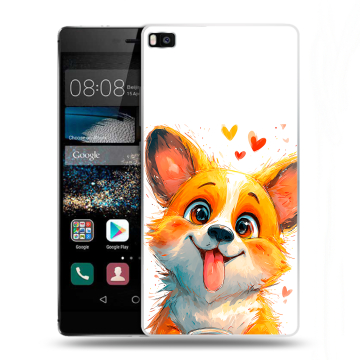 Пластиковый чехол на Huawei P8 с принтом корги Пластиковый чехол на Huawei P8 с принтом корги