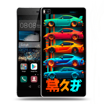Пластиковый чехол на Huawei P8 с принтом машины тачки Пластиковый чехол на Huawei P8 с принтом машины тачки