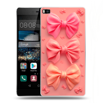 Пластиковый чехол на Huawei P8 с принтом Розовые бантики Пластиковый чехол на Huawei P8 с принтом Розовые бантики