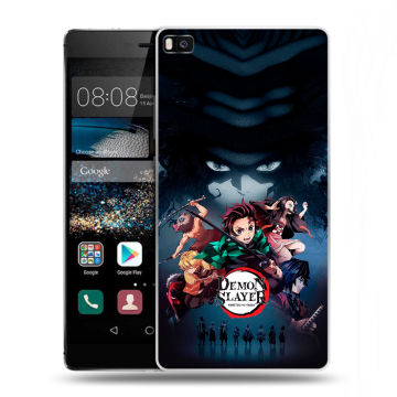Пластиковый чехол на Huawei P8 с принтом Demon Slayer Клинок рассекающий демонов