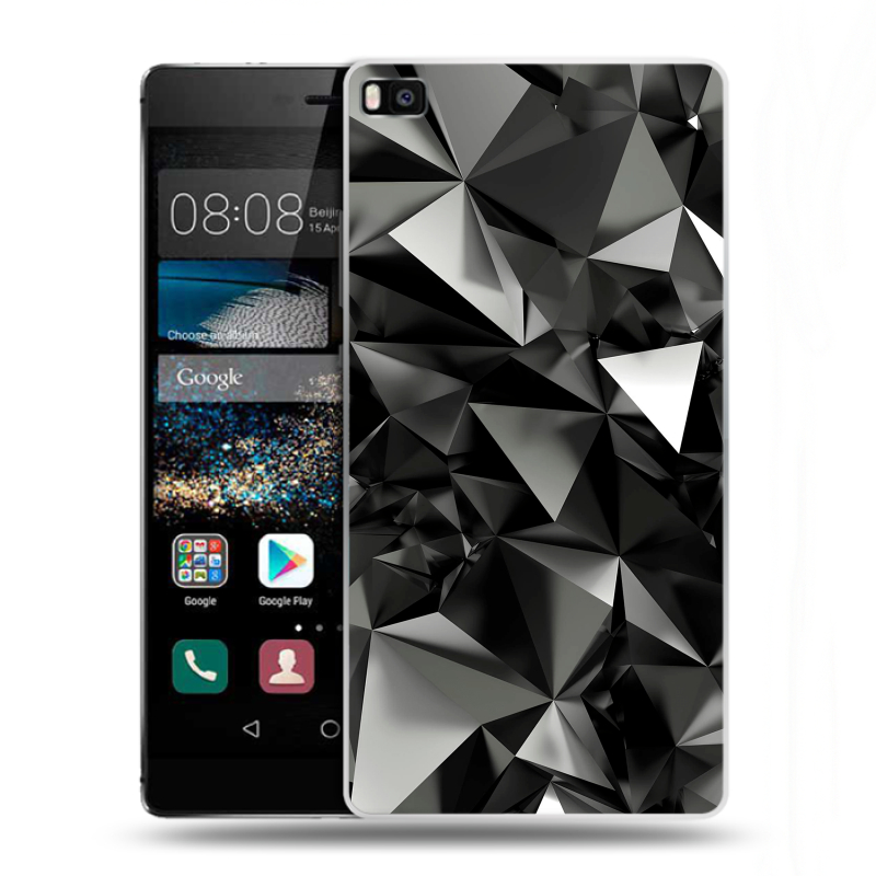 Пластиковый чехол на Huawei P8 с принтом Черные кристаллы Пластиковый чехол на Huawei P8 с принтом Черные кристаллы