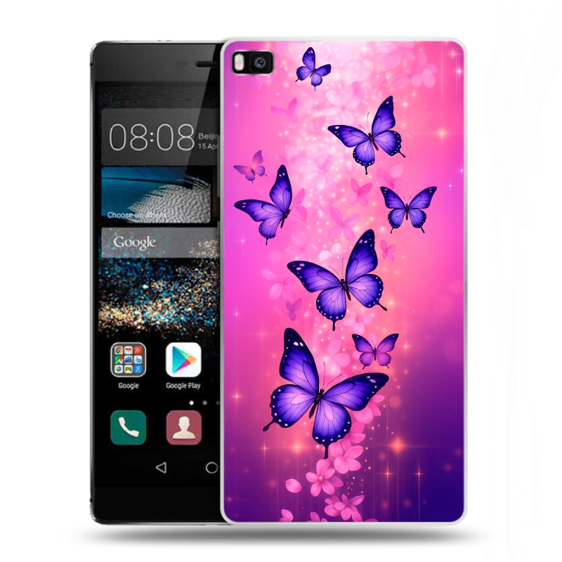 Пластиковый чехол на Huawei P8 с принтом Бабочки Пластиковый чехол на Huawei P8 с принтом Бабочки