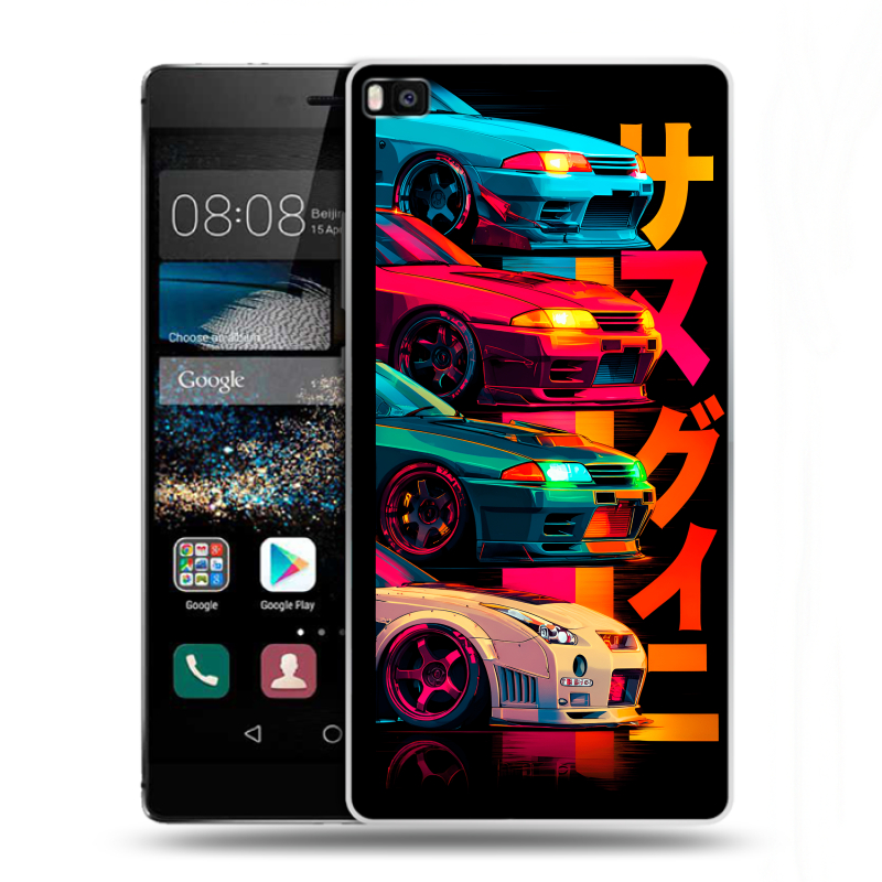 Пластиковый чехол на Huawei P8 с принтом Гоночные машины Пластиковый чехол на Huawei P8 с принтом Гоночные машины