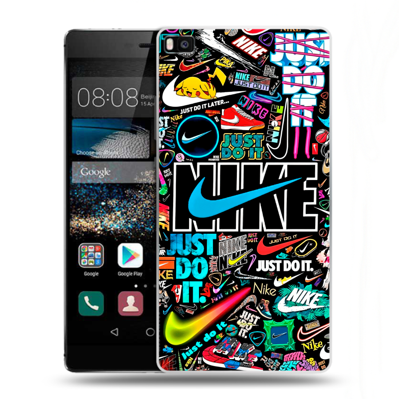 Пластиковый чехол на Huawei P8 с принтом найк nike черный Пластиковый чехол на Huawei P8 с принтом найк nike черный